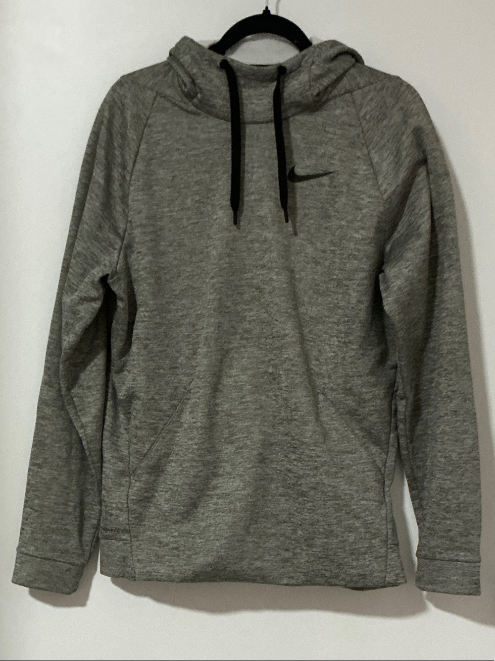Nike Men’s Gray Crewneck Hoodie with Black Drawstrings
